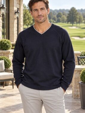 BOSS Men's Navy V-Neck Sweater